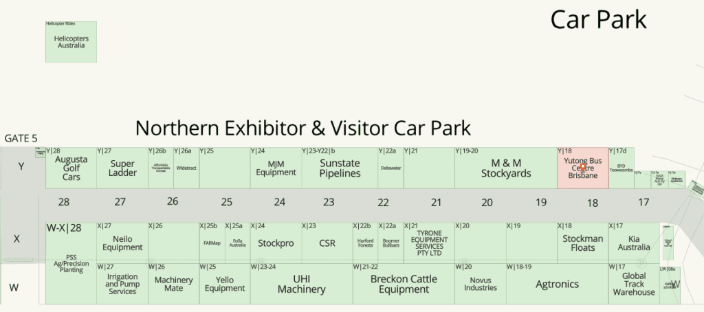 A close up map showing the location of Yutong's stand at Y18 at FarmFest 2025 